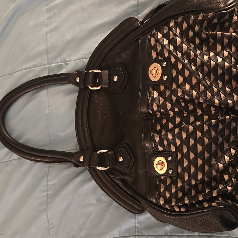 Big Buddha Black and Gold Handbag